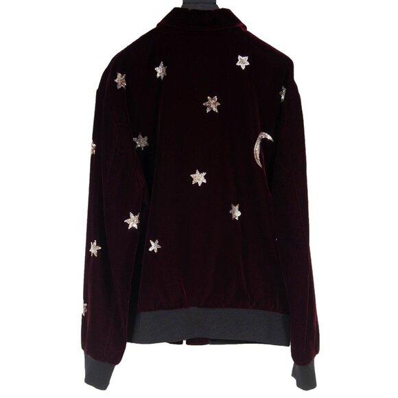 Saint Laurent Men Teddy Jacket 56 Burgundy Gold Star Moon Sequence Velvet Fw16 - Picture 7 of 8